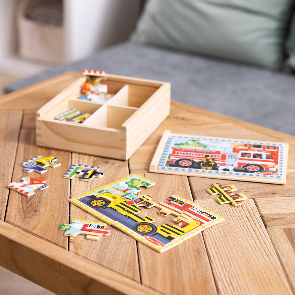 Educational Wooden Jigsaw Puzzles in a Box - Vehicles