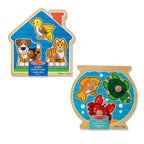 Educational Wooden Jumbo Peg Puzzle 2-Pack Fish Bowl House Pets