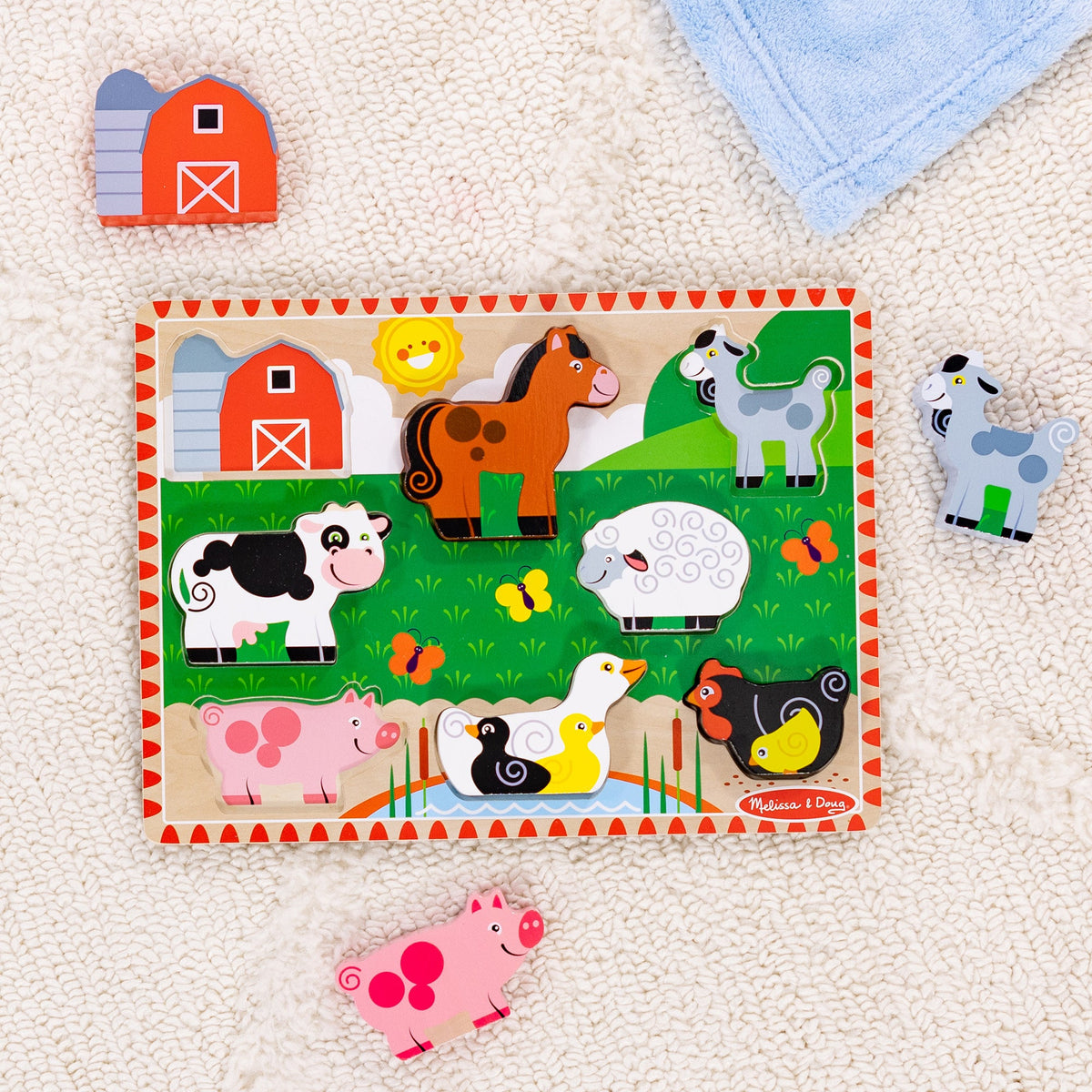 Educational Farm Animals Chunky Puzzle - 8 Pieces