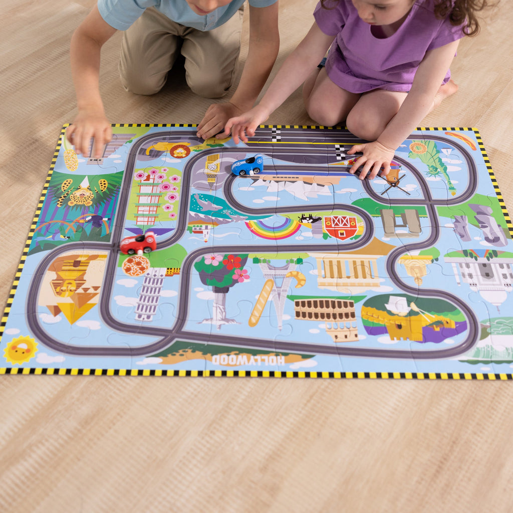 Educational Race Around the World Tracks Floor Puzzle - 48 Pieces