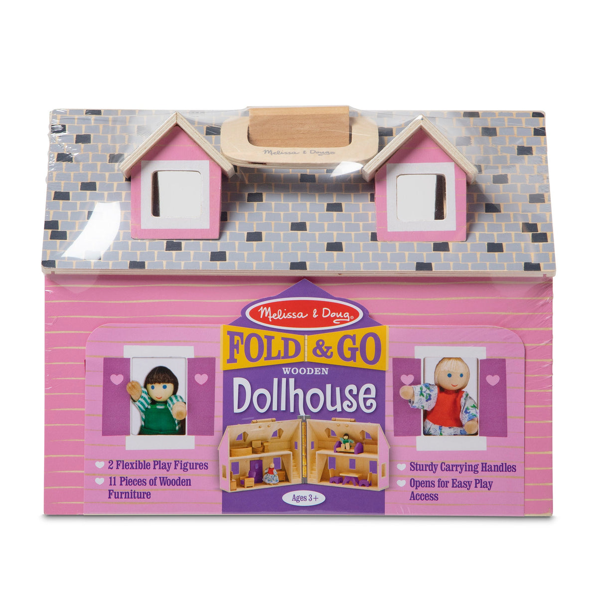 Educational Wooden Fold & Go Dollhouse