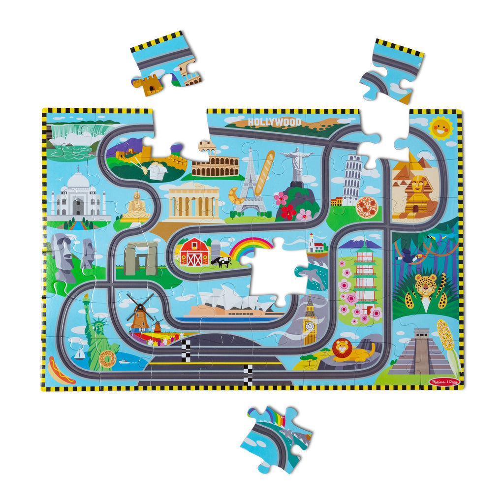 Educational Race Around the World Tracks Floor Puzzle - 48 Pieces