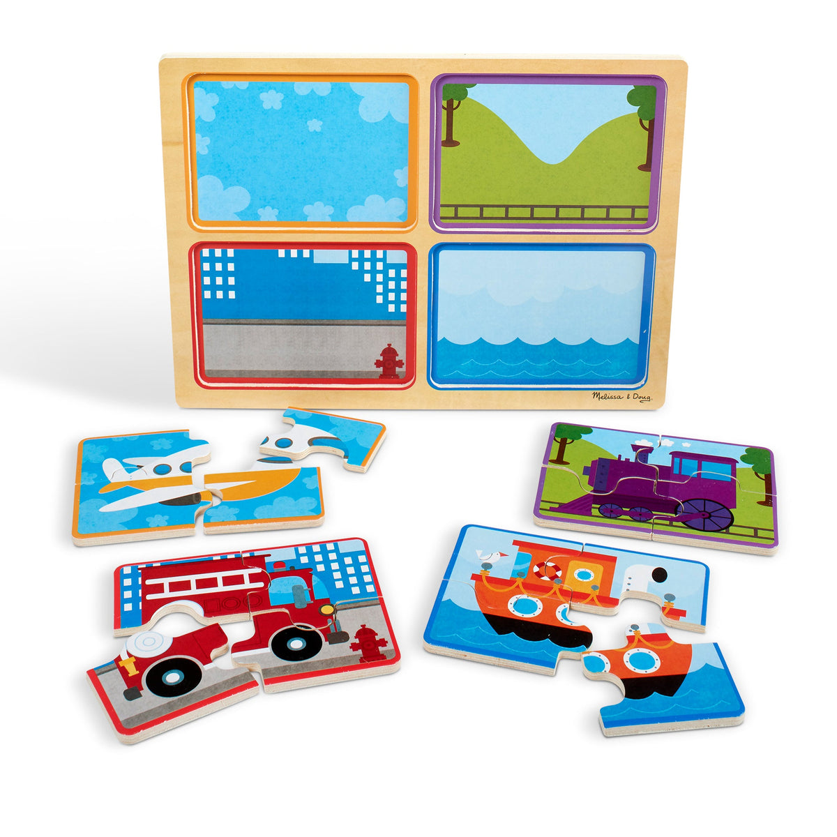 Educational Natural Play Wooden Puzzle Ready Set Go