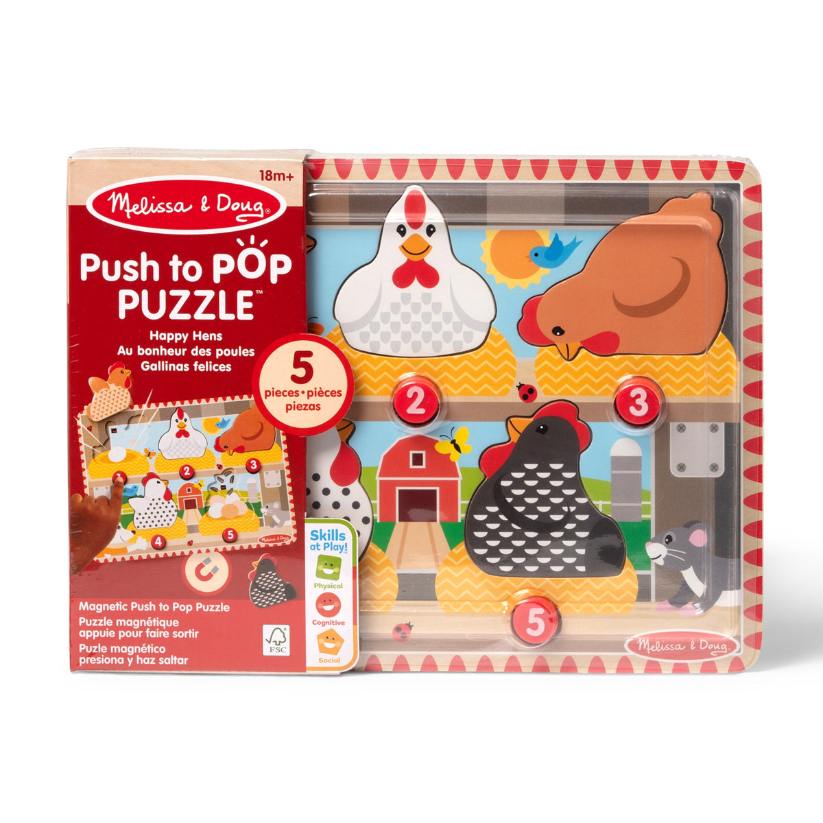 Educational Happy Hens Push to Pop Puzzle