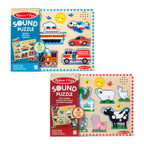 Educational Wooden Sound Puzzle 2-Pack Farm Animals Vehicles