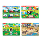 Educational Wooden Peg Puzzle 4-Pack Vehicles Farm Safari Pets