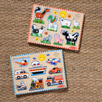Educational Wooden Sound Puzzle 2-Pack Farm Animals Vehicles
