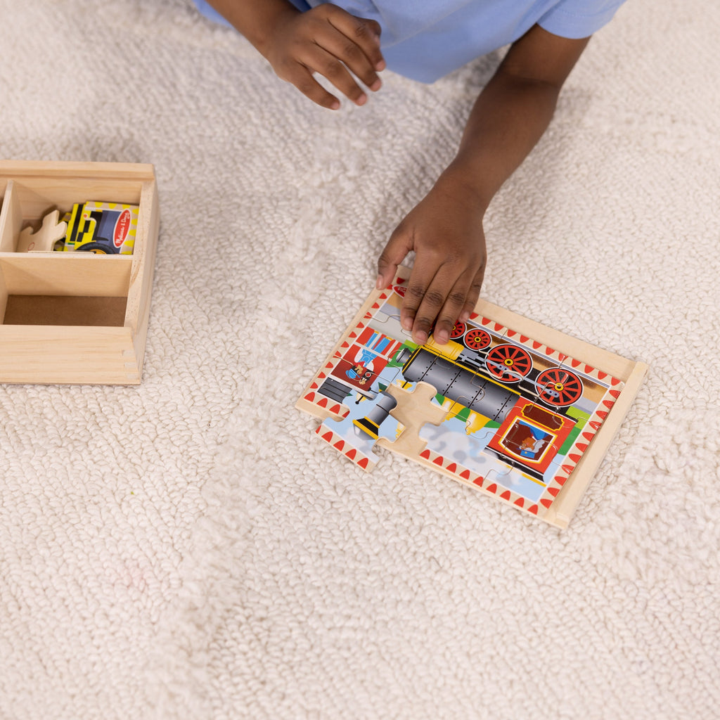 Educational Wooden Jigsaw Puzzles in a Box - Vehicles