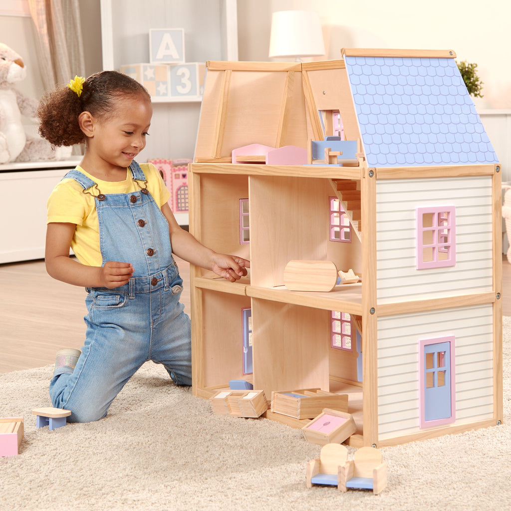 Educational Wooden Multi-Level Dollhouse