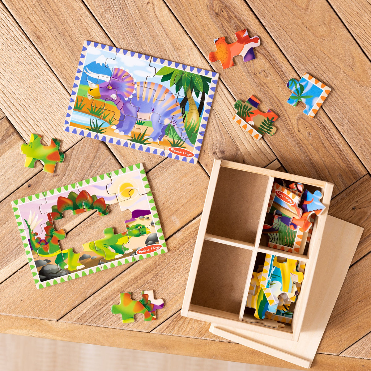 Educational Wooden Jigsaw Puzzles in a Box - Dinosaurs