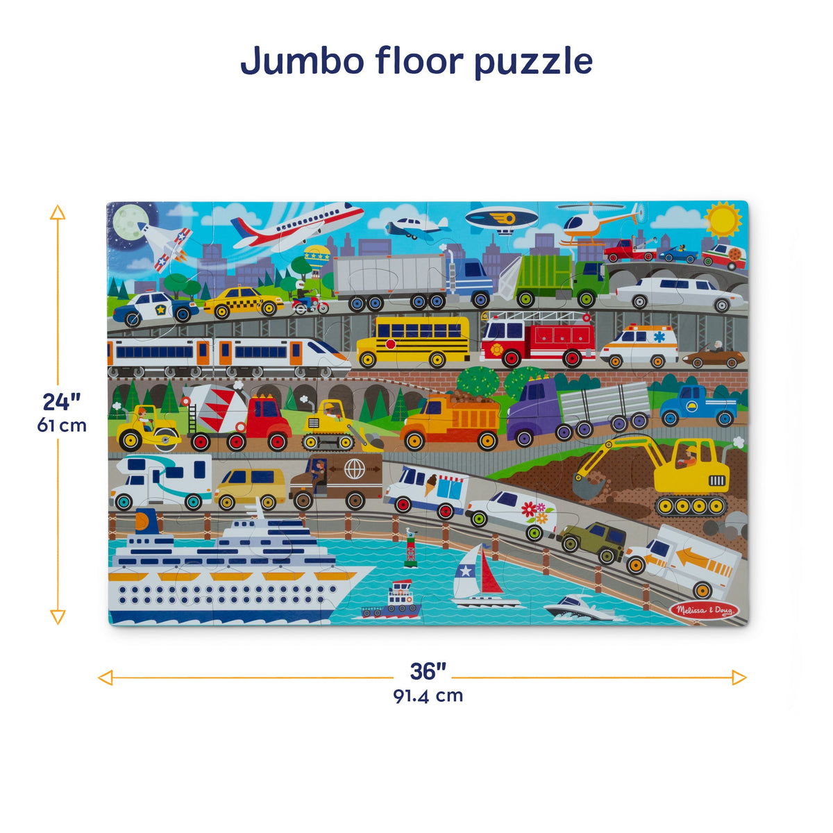 Educational Traffic Jam Floor Puzzle - 24 Pieces