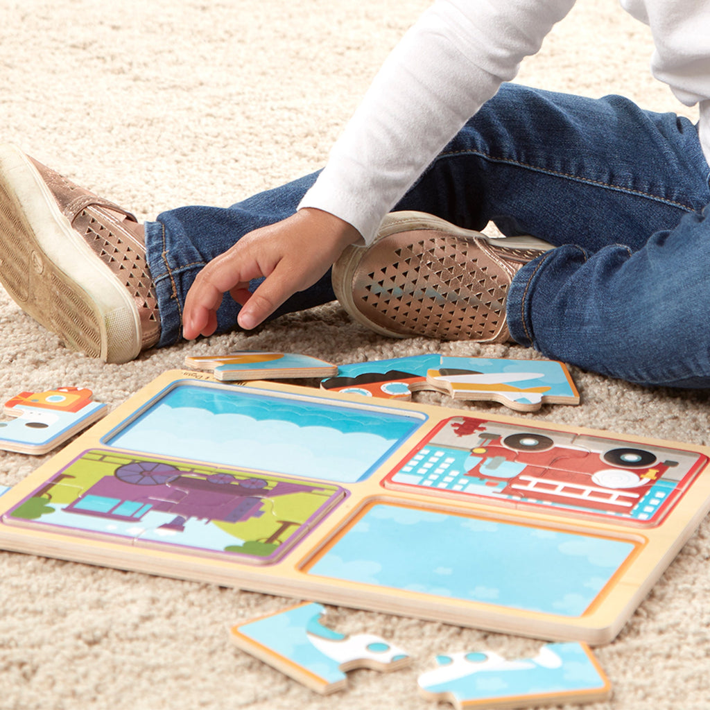 Educational Natural Play Wooden Puzzle Ready Set Go