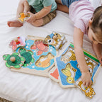 Educational Wooden Jumbo Peg Puzzle 2-Pack Fish Bowl House Pets
