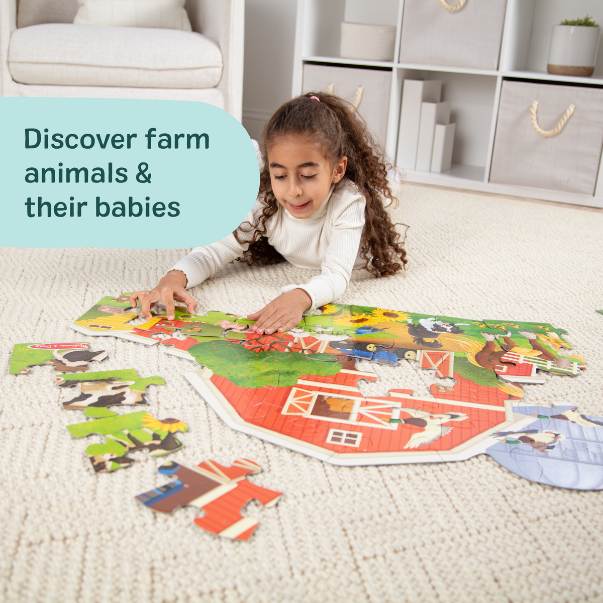 Educational Busy Barn Shaped Floor Puzzle - 32 Pieces