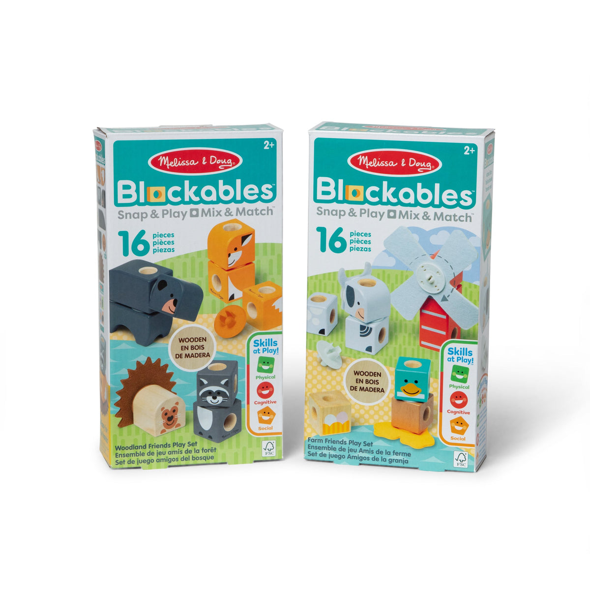 Educational Blockables Play Sets Farm Friends and Woodland Friends 2-Pack Bundle