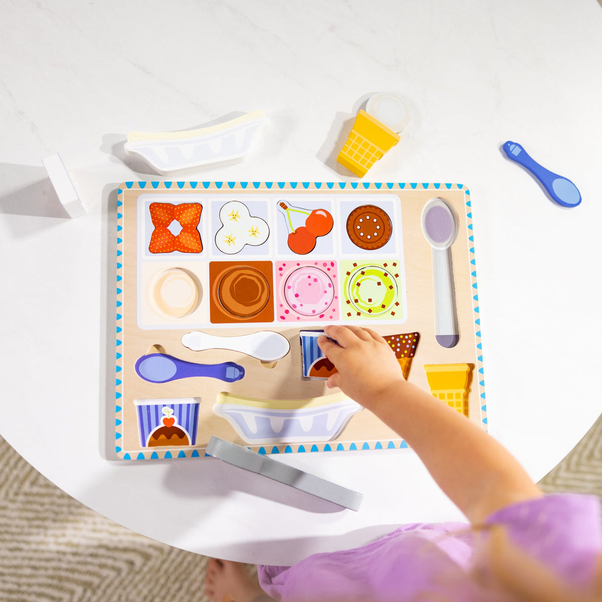 Educational Wooden Magnetic Ice Cream Puzzle & Play Set - 16 Pieces