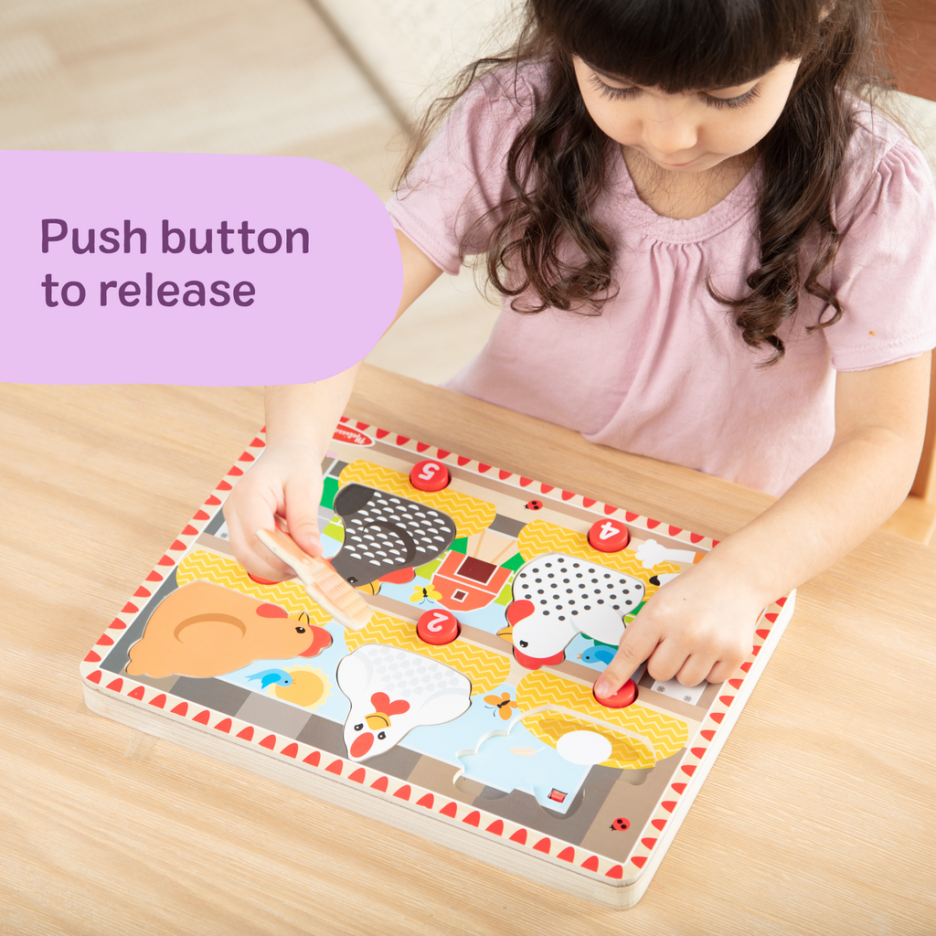 Educational Happy Hens Push to Pop Puzzle