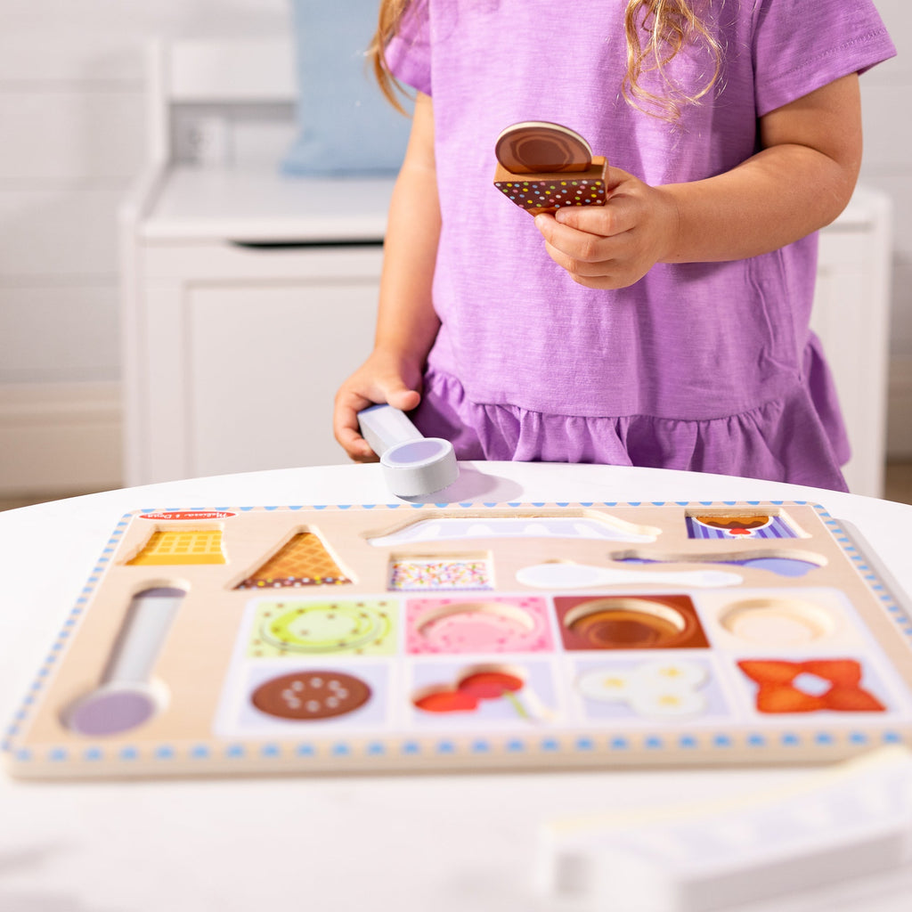Educational Wooden Magnetic Ice Cream Puzzle & Play Set - 16 Pieces