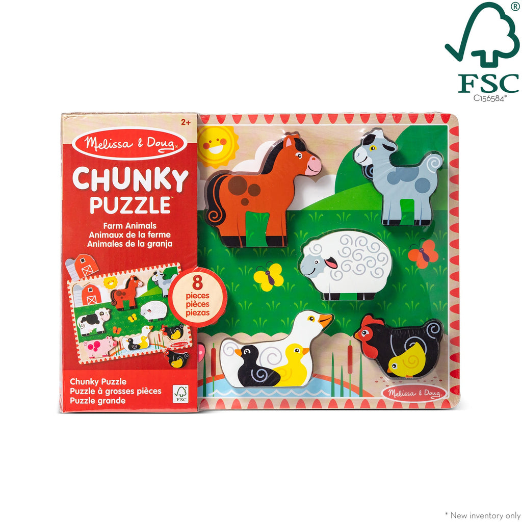 Educational Farm Animals Chunky Puzzle - 8 Pieces