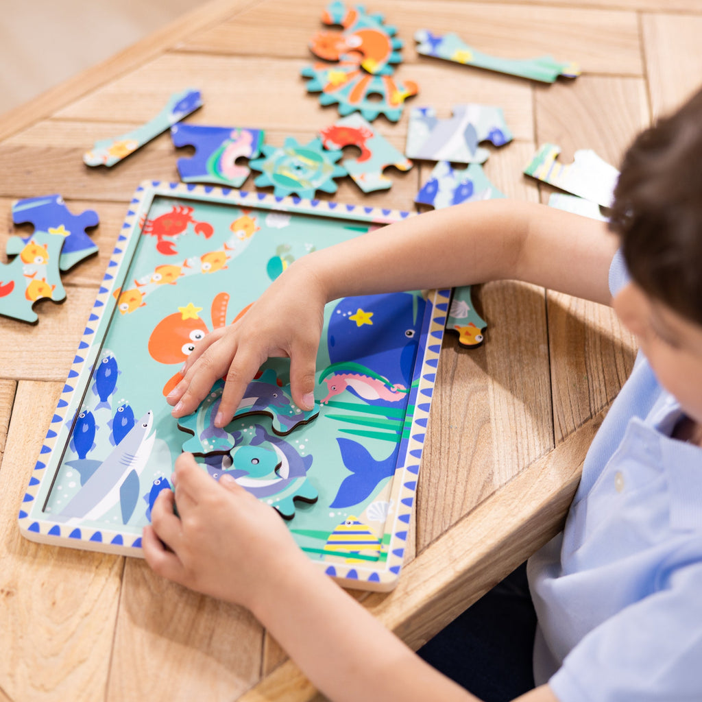 Educational Wooden Underwater Gear Puzzle 18 Pieces