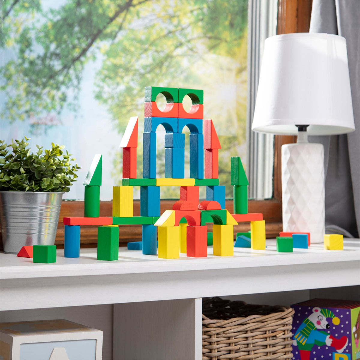 Educational 100-Piece Wood Blocks Set