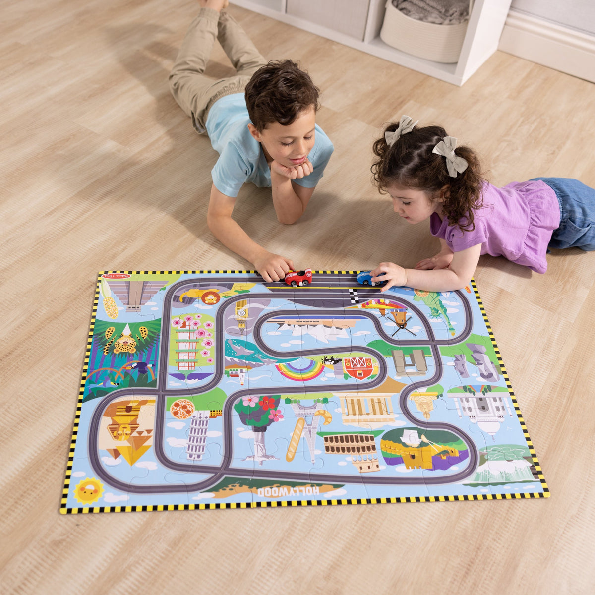 Educational Race Around the World Tracks Floor Puzzle - 48 Pieces