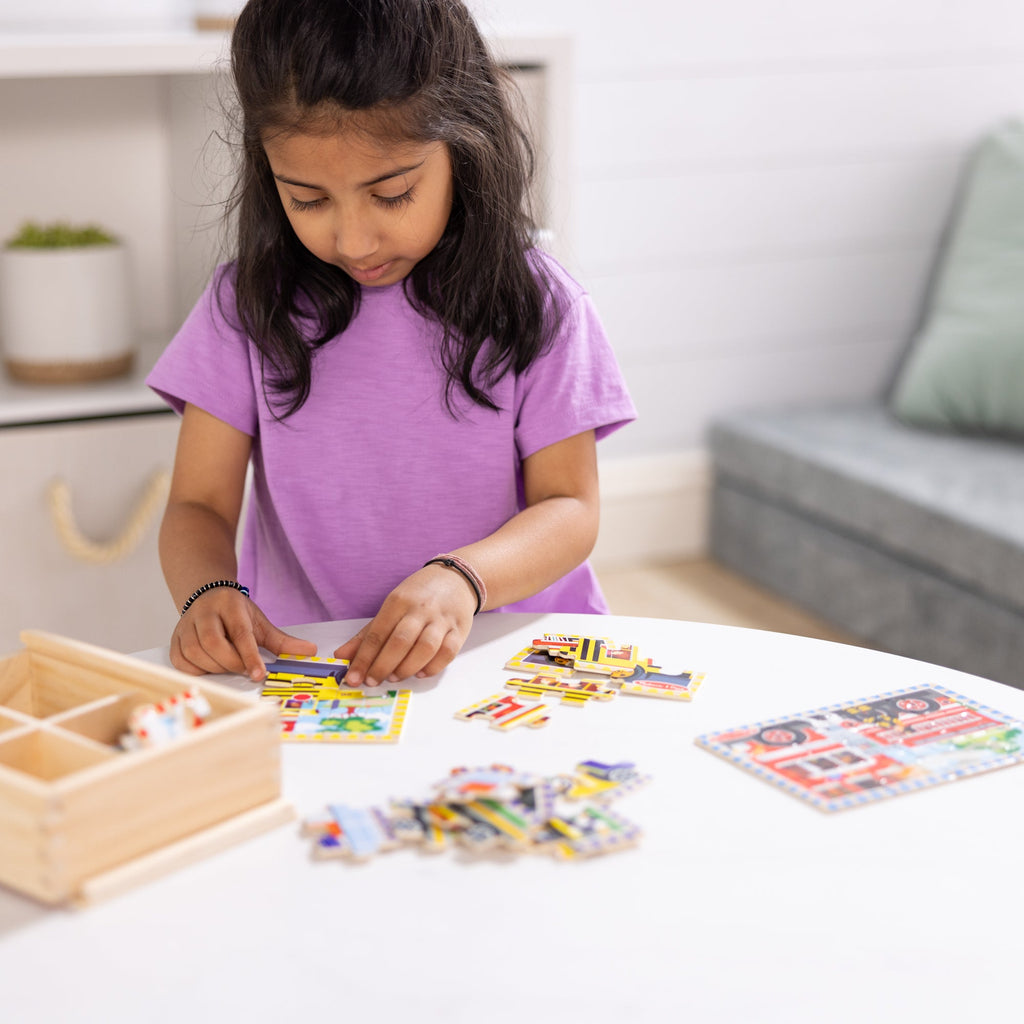 Educational Wooden Jigsaw Puzzles in a Box - Vehicles