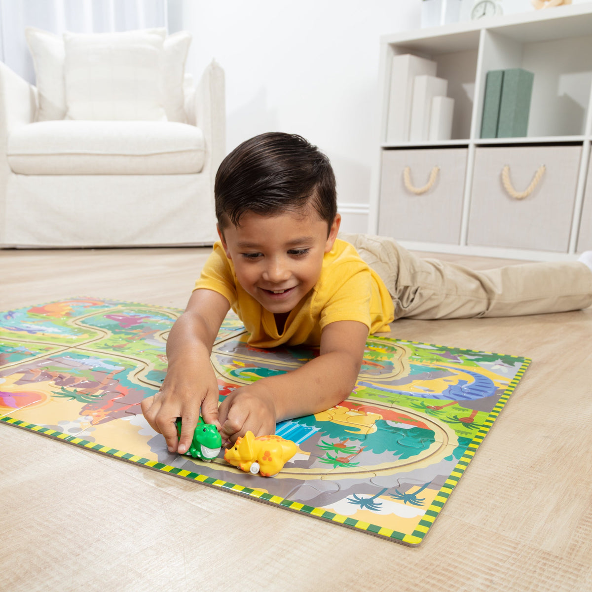 Educational Dinosaur Adventure Tracks Floor Puzzle 48 Pieces 2 Wind-Up Dinosaurs