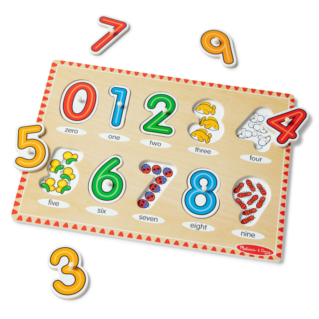 Educational Lift & See Numbers Peg Puzzle - 10 Pieces