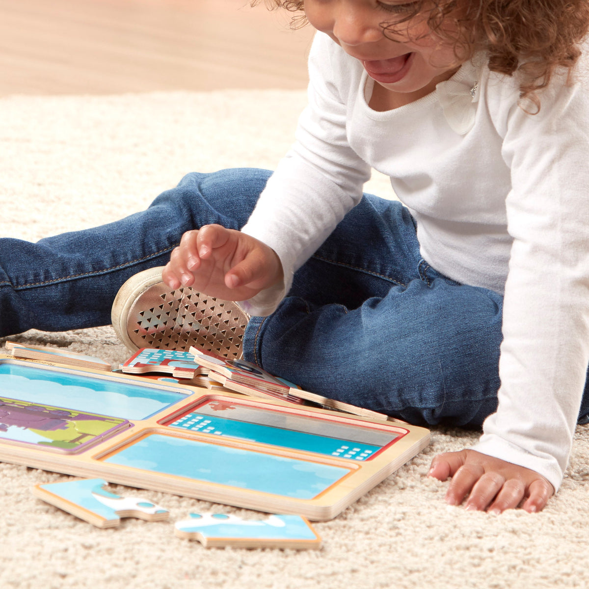 Educational Natural Play Wooden Puzzle Ready Set Go