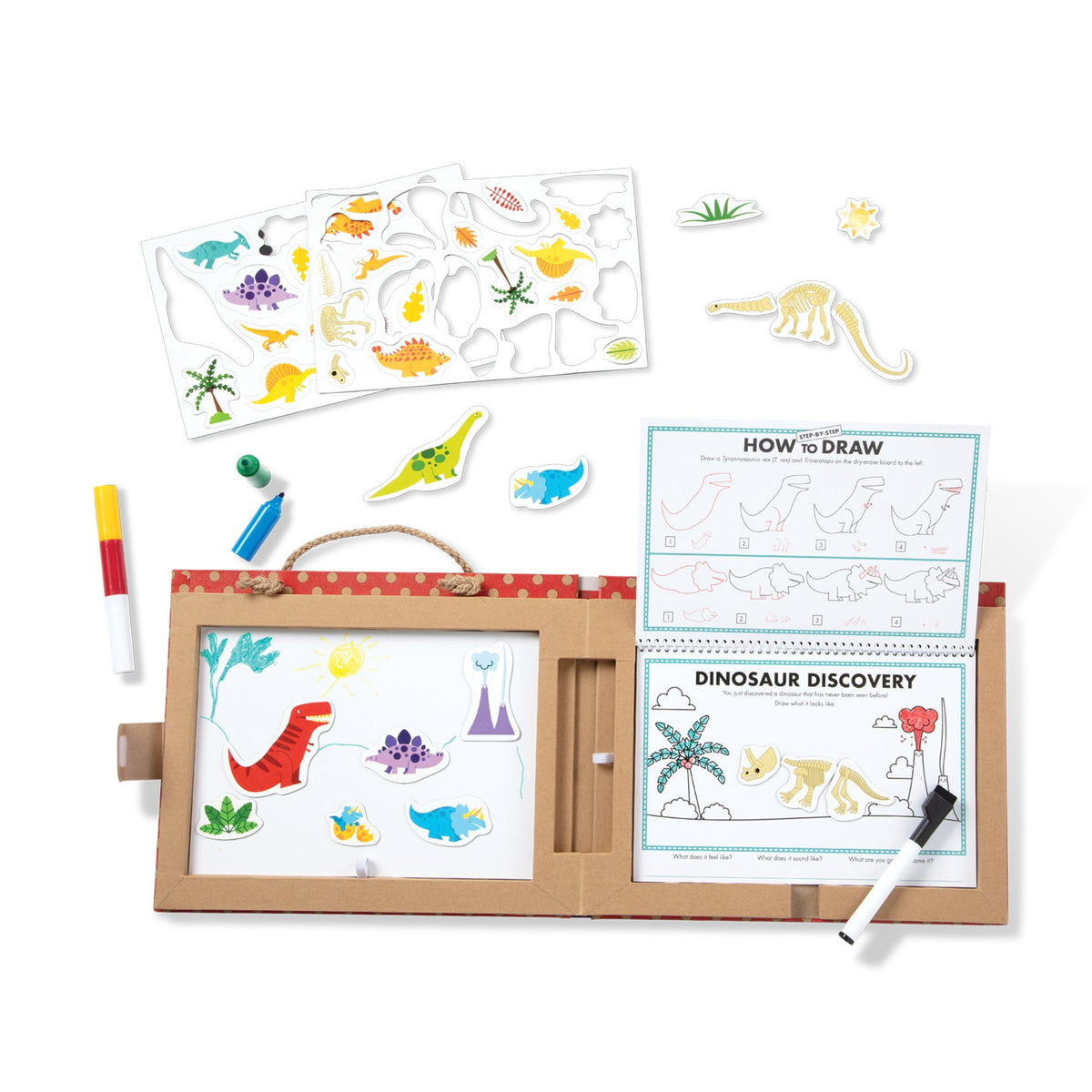 Educational Natural Play Play Draw Create Reusable Drawing & Magnet Kit Dinosaurs