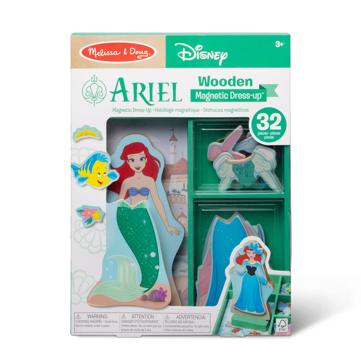 Educational Disney Ariel Wooden Magnetic Dress-Up