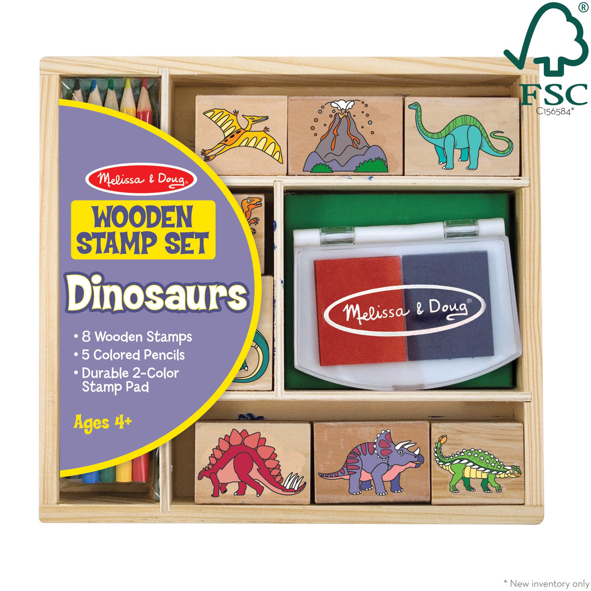Educational Wooden Stamp Set - Dinosaurs
