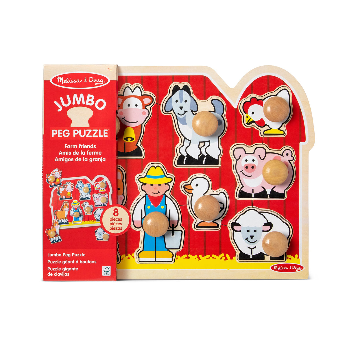 Educational Farm Friends Jumbo Peg Puzzle - 8 Pieces