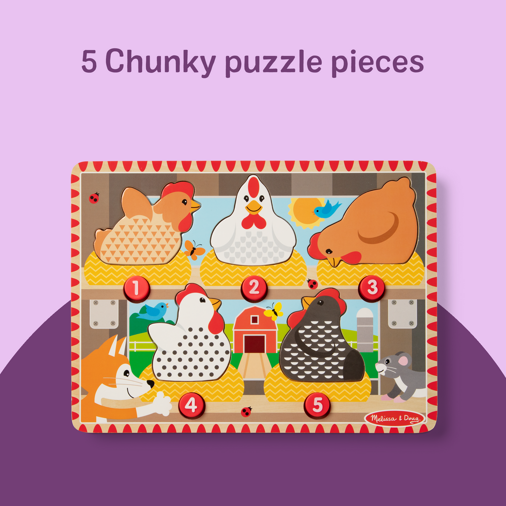 Educational Happy Hens Push to Pop Puzzle