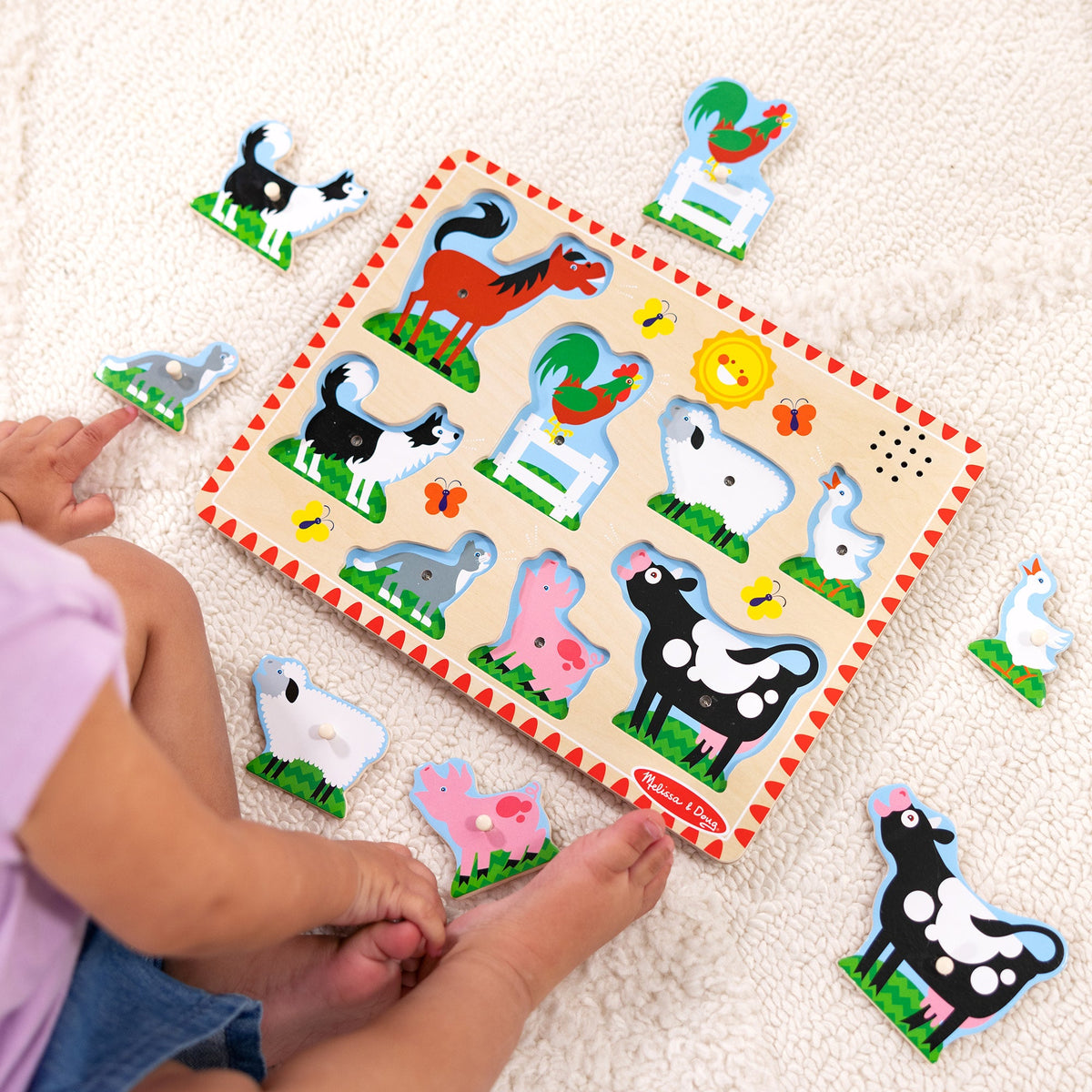 Educational Wooden Sound Puzzle 2-Pack Farm Animals Vehicles