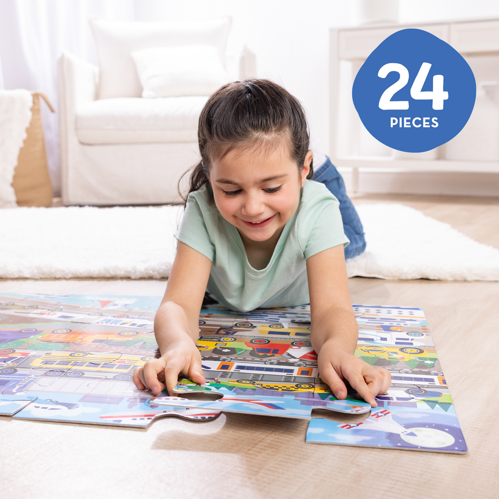 Educational Traffic Jam Floor Puzzle - 24 Pieces