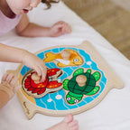 Educational Wooden Jumbo Peg Puzzle 2-Pack Fish Bowl House Pets