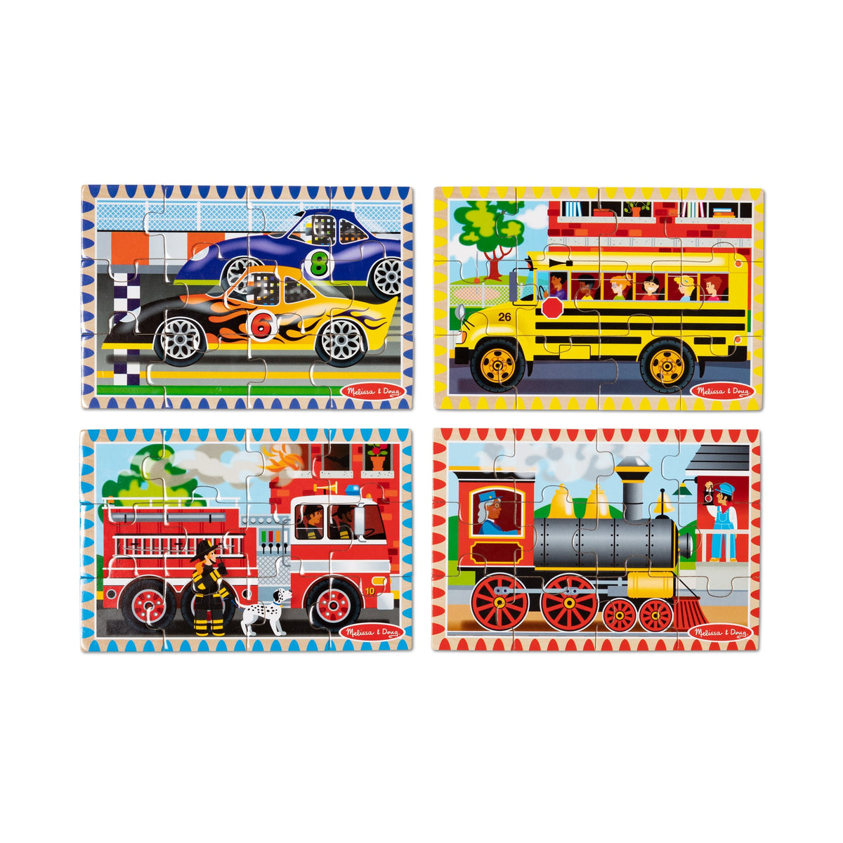 Educational Wooden Jigsaw Puzzles in a Box - Vehicles