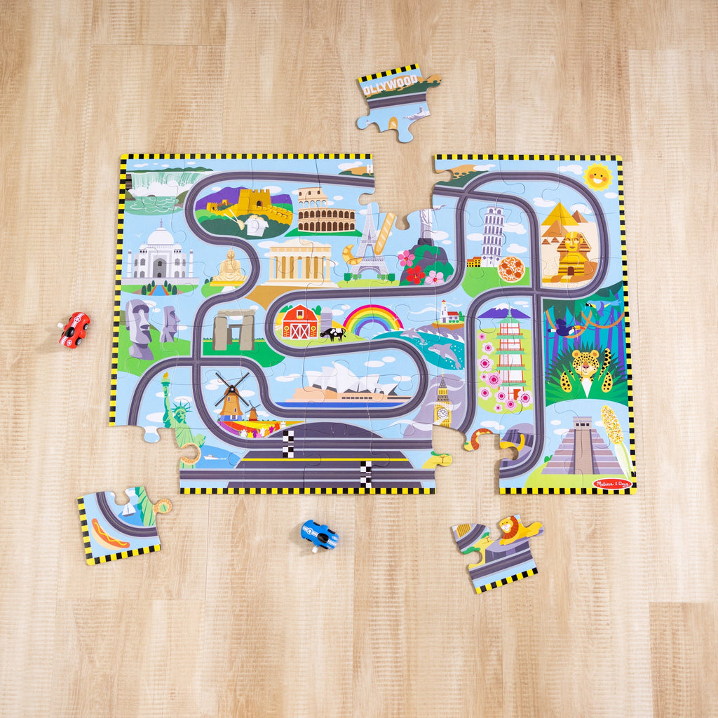 Educational Race Around the World Tracks Floor Puzzle - 48 Pieces