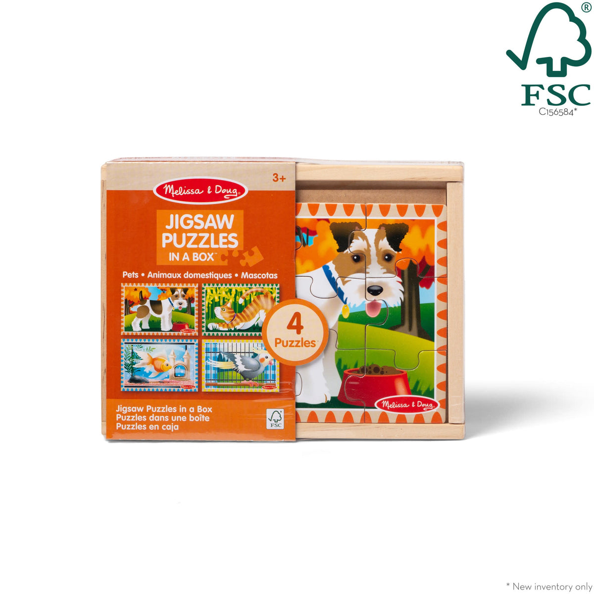 Educational Wooden Jigsaw Puzzles in a Box - Pets