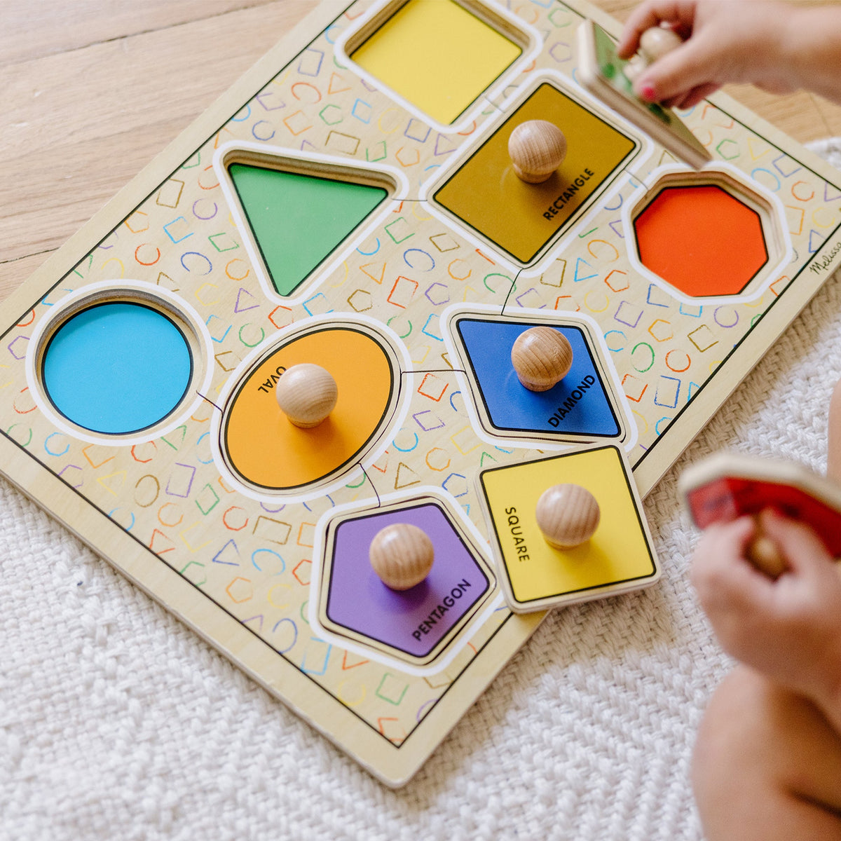 Educational Geometric Shapes Deluxe Jumbo Peg Puzzle - 8 Pieces