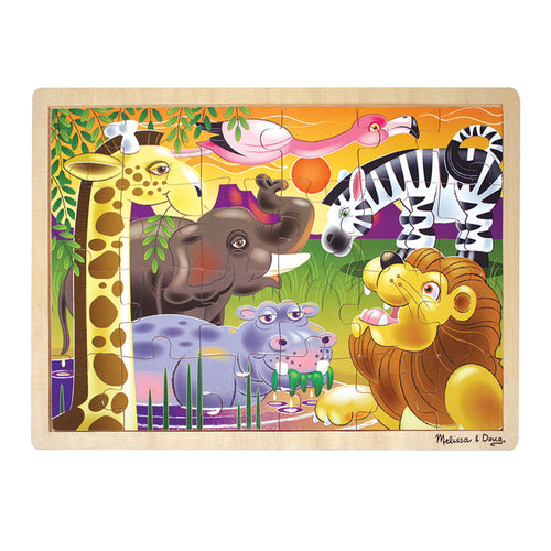 Educational African Plains Wooden Jigsaw Puzzle - 24 Pieces