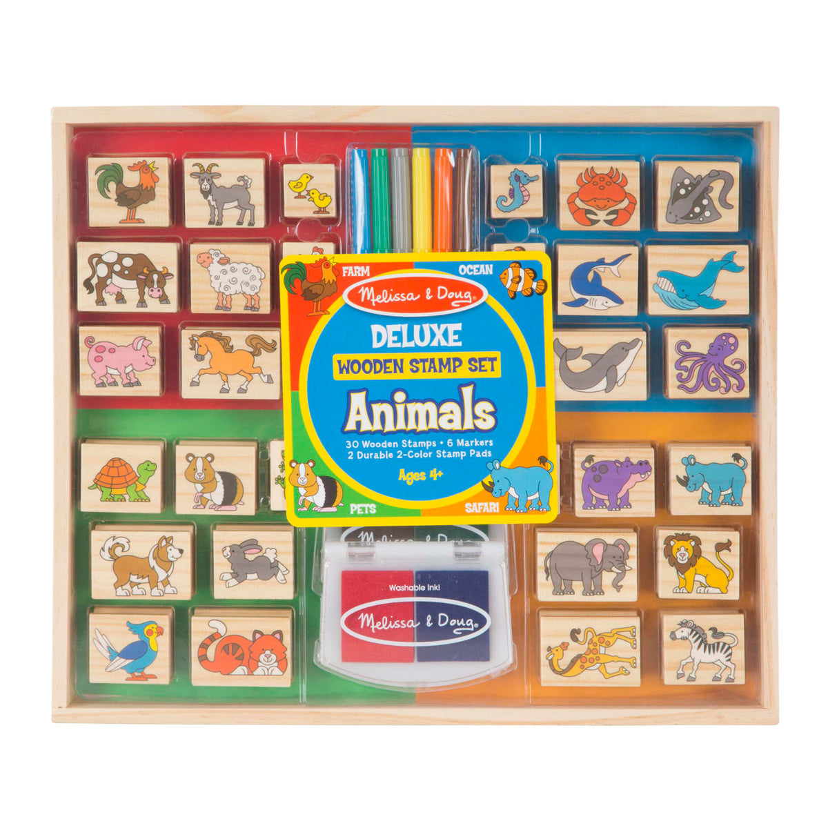 Educational Deluxe Wooden Stamp Set - Animals