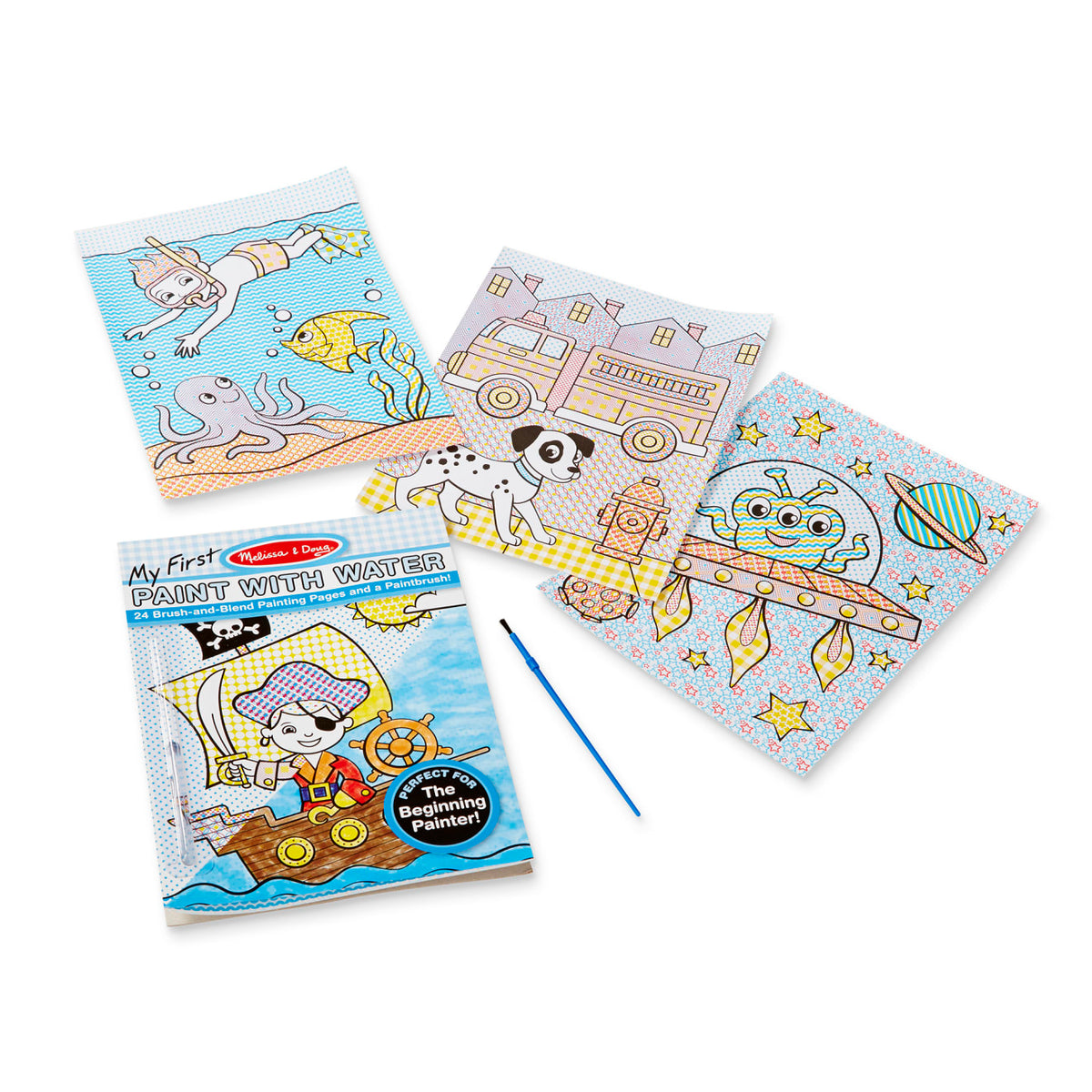 Educational My First Paint With Water Kids Art Pad With Paintbrush - Pirates Space Construction and More