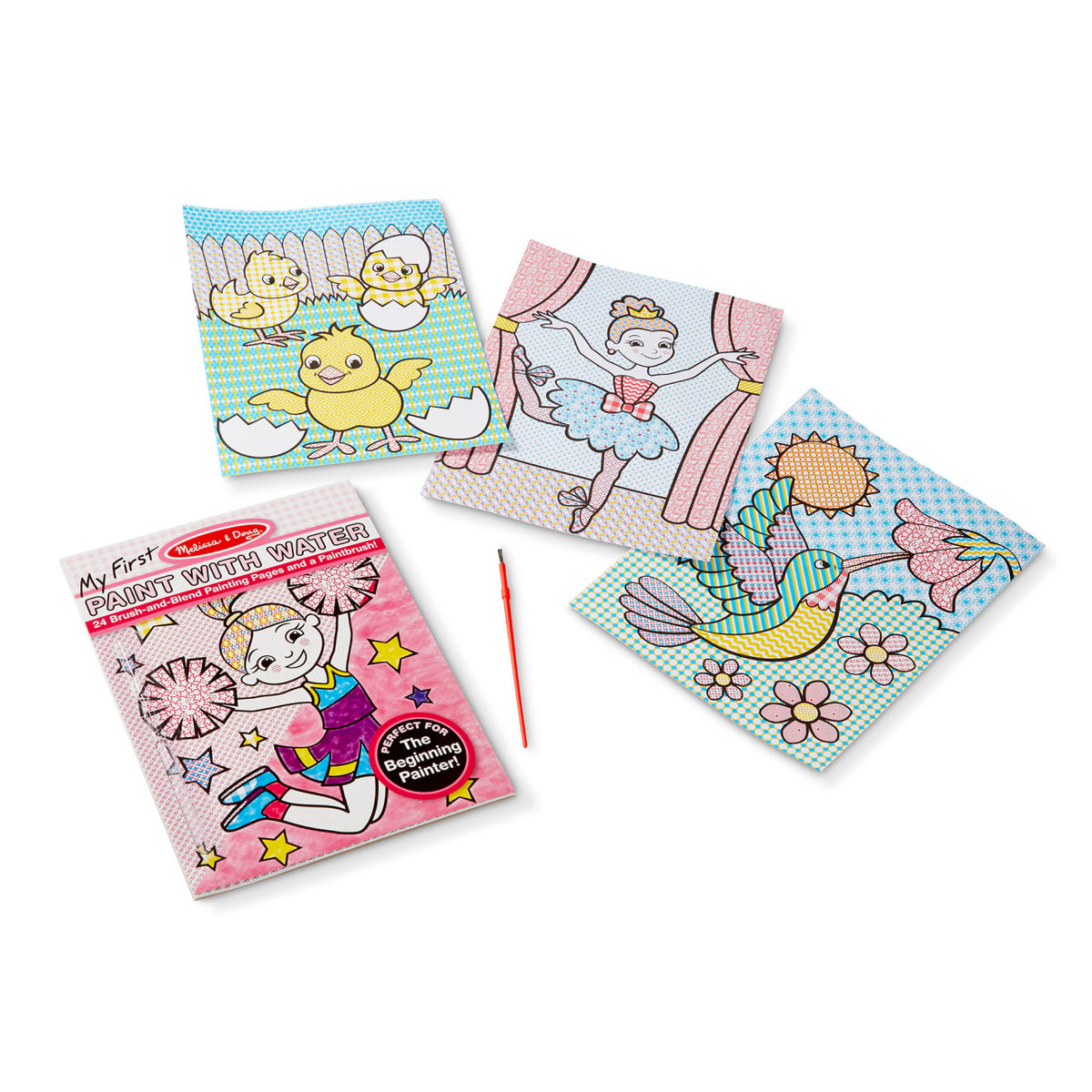 Educational My First Paint With Water Kids Art Pad With Paintbrush - Cheerleaders Flowers Fairies and More