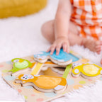 Educational First Play Wooden Touch and Feel Puzzle Peek-a-Boo Pets With Mirror