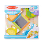 Educational First Play Wooden Touch and Feel Puzzle Peek-a-Boo Pets With Mirror