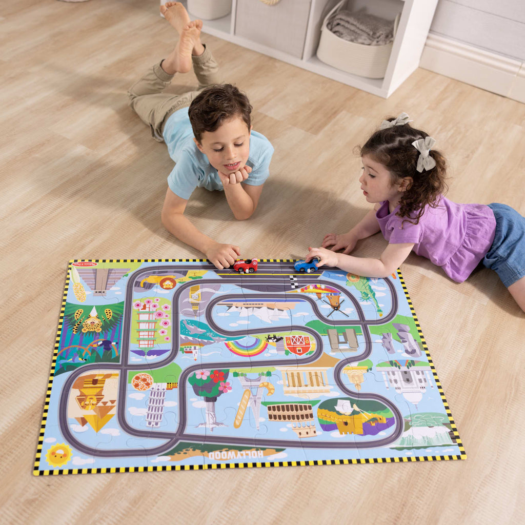 Educational Race Around the World Tracks Floor Puzzle - 48 Pieces