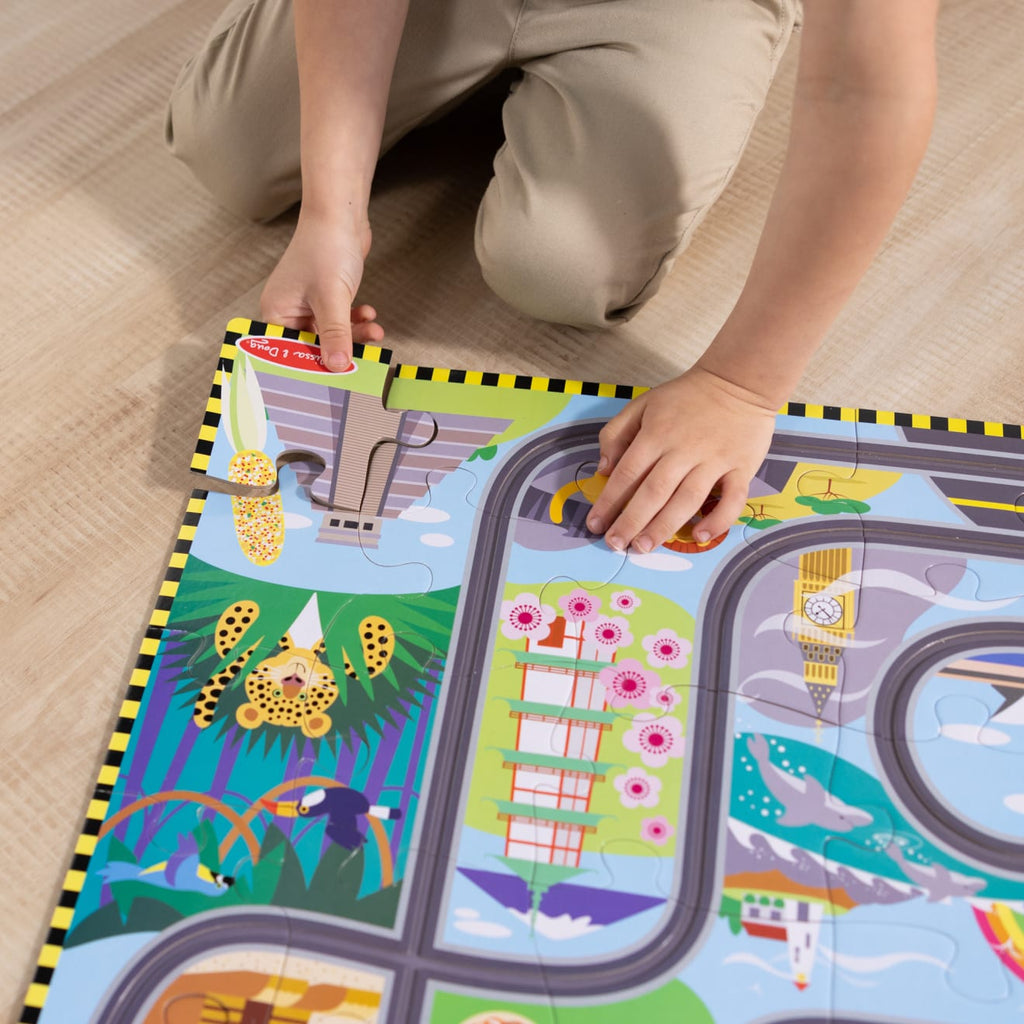 Educational Race Around the World Tracks Floor Puzzle - 48 Pieces